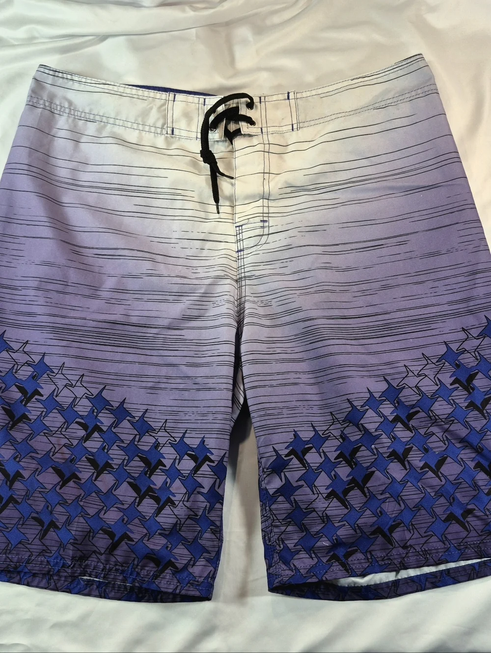NWOT Banana Republic BR Sport Purple Ombré Geometric Swim Trunks - Large